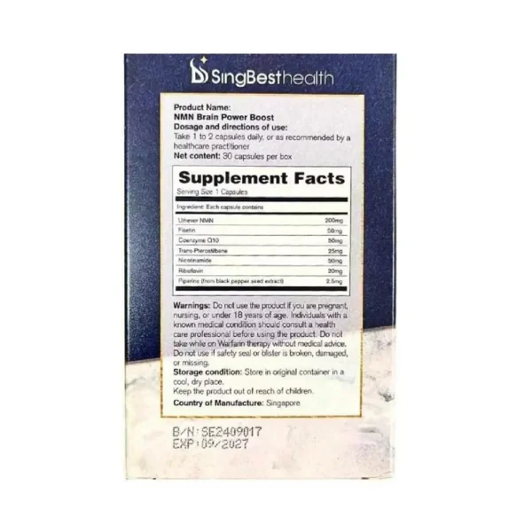 SINGBEST Health NMN Brain Power Boost Capsule 30s - Image 2